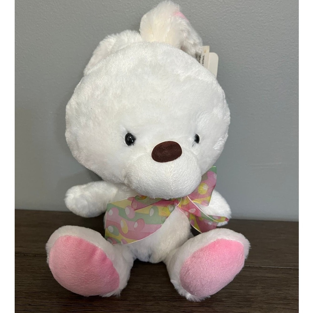 American Greetings Lucky the Easter Bunny Rabbit Plush White Oversized Head Tags